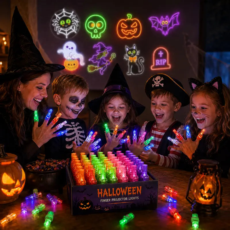 Halloweenský večírek s neonovými projekčními motivy