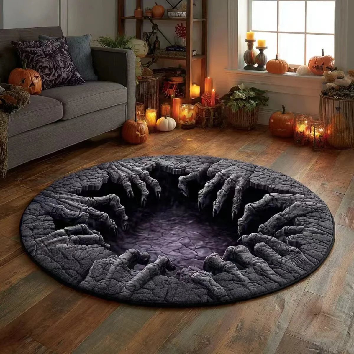 3D kulatý halloweenský koberec se strašidelným vírem – obrázek 26