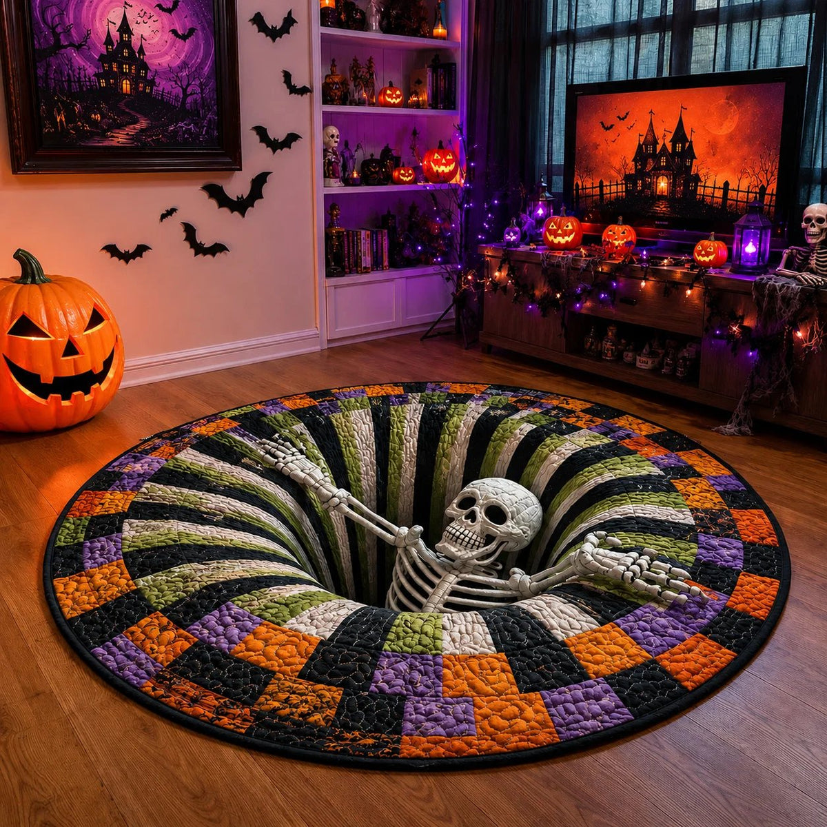 3D kulatý halloweenský koberec se strašidelným vírem – obrázek 18
