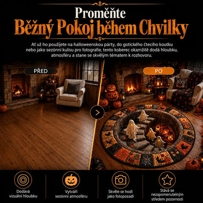 3D kulatý halloweenský koberec se strašidelným vírem
