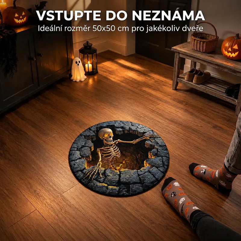 3D kulatý halloweenský koberec se strašidelným vírem