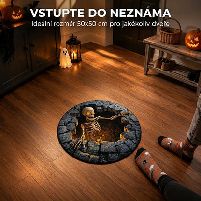 3D kulatý halloweenský koberec se strašidelným vírem