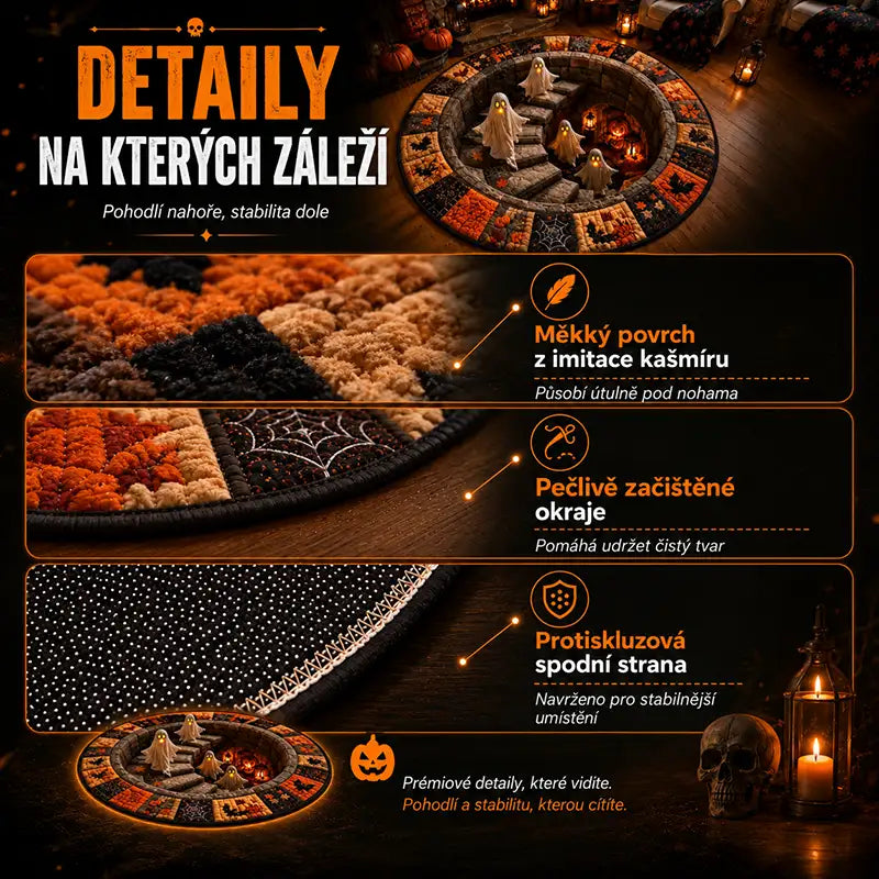 3D kulatý halloweenský koberec se strašidelným vírem