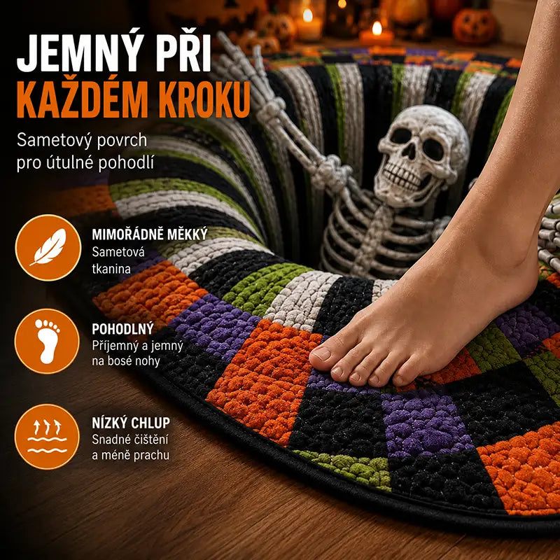 3D kulatý halloweenský koberec se strašidelným vírem