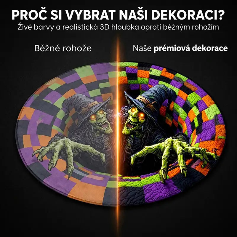 3D kulatý halloweenský koberec se strašidelným vírem
