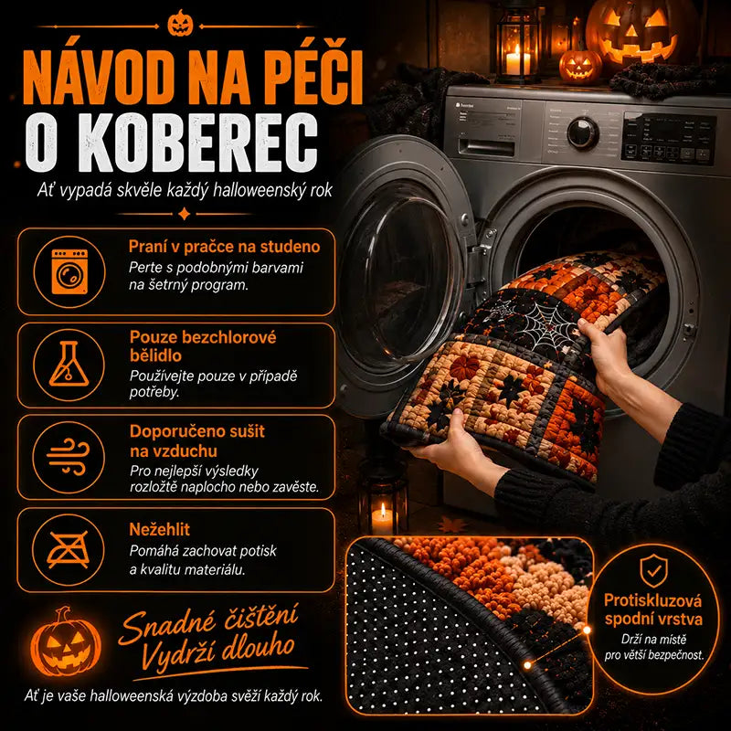 3D kulatý halloweenský koberec se strašidelným vírem
