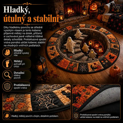 3D kulatý halloweenský koberec se strašidelným vírem
