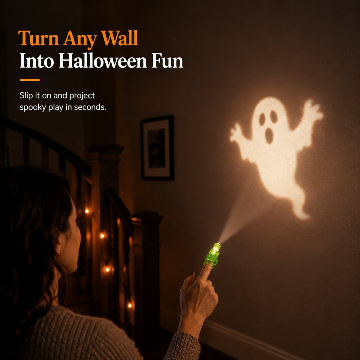 Projekce ducha v halloweenském pokoji