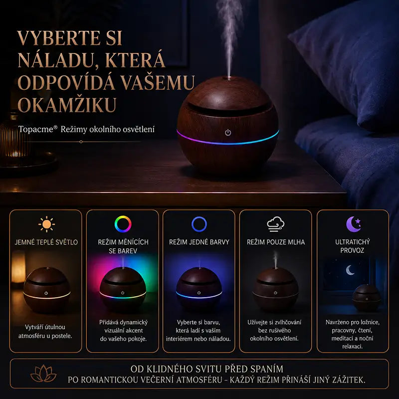 Topacme® dynamický aroma zvlhčovač s tvarovanou mlhou 4 v 1