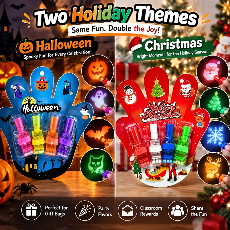 HUBUQ® sváteční LED prsteny s projektorem — Halloween a Vánoce