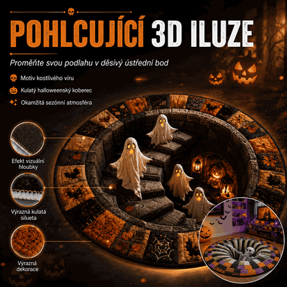 3D kulatý halloweenský koberec se strašidelným vírem