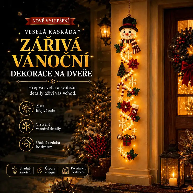 Vánoční svítící dekorace na dveře