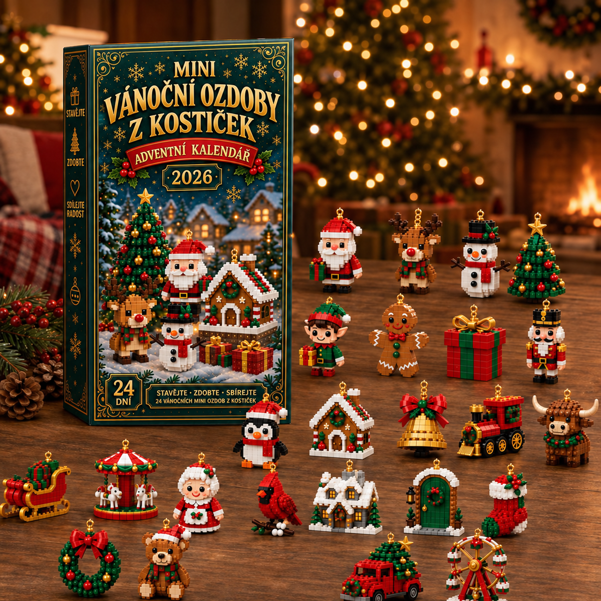 Adventní kalendář s mini ozdobami z kostiček – fotografie 7